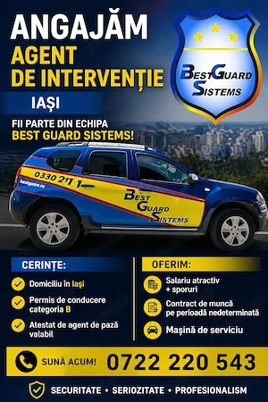 Angajăm agent de interventie cu permis