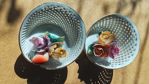 Set 2 Coșulețe Porțelan Traforat SUMI Cluj - Lucrate Manual - Vintage