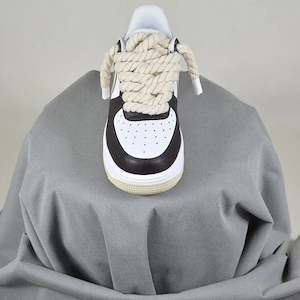 Pantofi Sport Air Force 1 Custom Rope Laces Bej si Maro - Originali