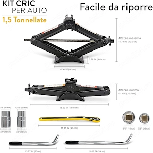 Cric Auto Foarfecă 1.5 Tone AMVIA – Cu Cheie Inclusă | Ridicare Rapidă, Stabilă și Sigură | Heavy Du - imagine 2