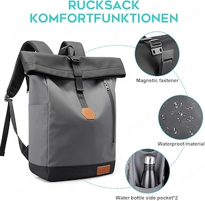 Rucsac BANGE Rolltop   Impermeabil, Capacitate Mare, Laptop 15.6 , Design Modern & Durabil - imagine 3
