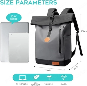 Rucsac BANGE Rolltop   Impermeabil, Capacitate Mare, Laptop 15.6 , Design Modern & Durabil - imagine 5