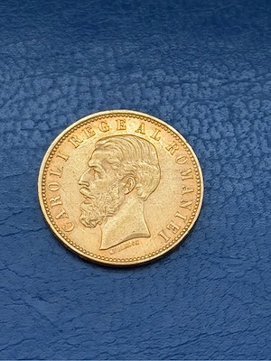 Moneda aur      Romania 20 lei 1890 Carol I 6.45 g monetărie Bucuresti tiraj  196000 aur 900 la mie 