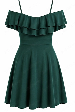 Rochiță emerald cu volănașe