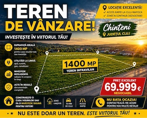 Oportunitate de investitie !teren intravilan Chinteni cu utilitati si certificat de urbanism 