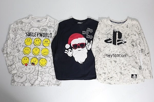 Set 3 Bluze Mânecă Lungă Băieți - Mărimea 134 140 (SmileyWorld, PlayStation, Moș Crăciun)