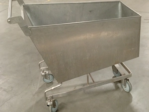 Cărucior industrial inox tip cuvă (2 bucăți disponibile) - Ideal depozit industrie
