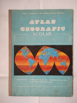 296. Atlas geografic scolar, E. Gregorian, V. Dumitrescu, N. Gheorghiu