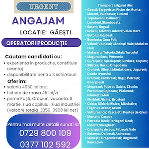 Angajam Operatori productie - GAESTI