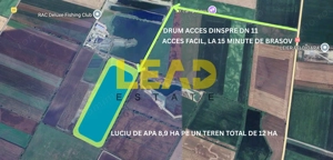 Lac de pescuit 9 ha, pe un teren intravilan de 12 ha, langa Brasov, COMISION 0%