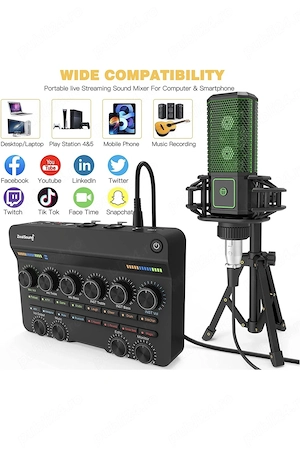 Set mixer audio cu microfon cardioid 