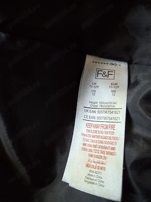  Geaca de fas albastru-negru F&F, pentru copii 11-12 ani  - imagine 5