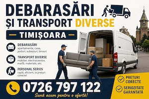 Debarasări rapide în Timișoara! Luăm mobilă veche, electrocasnice și orice nu mai aveți nevoie.  0