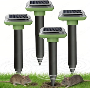 Dispozitiv anti rozatoare, cârtițe, serpi, ultrasonic solar set 4 bucăți