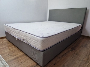 Pat tapițat matrimonial 160x200! + saltea Mezoni AloeVera 18cm!