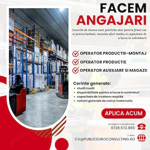 Facem angajari in productie langa Oradea