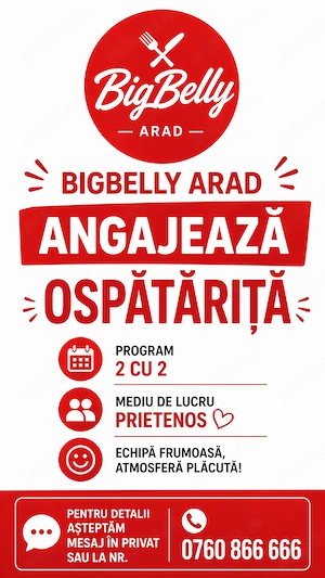 BigBelly Angajeaza ospatarita!!
