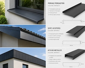 Pervaze Fereastră   Șipci Gard   Aticuri   Șorțuri Acoperiș TABLĂ 0.5 & 0.7 mm