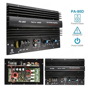 Amplificator auto 1000W pentru boxe auto si subwoofere,bass intens,nou