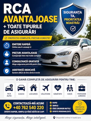 RCA Ieftin + CASCO + Asigurări Complete | Ofertă Rapidă