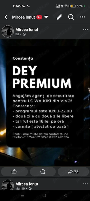 Agenti de securitate pentru Vivo Constanta 