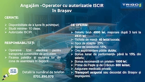 Angajam operator cu autorizatie ISCIR in Brasov