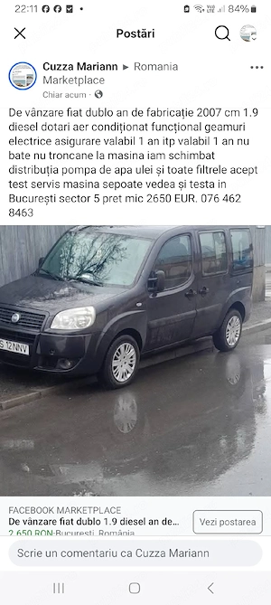 fiat dublo cm 1.9 diesel an 2008 pret 2150 EUR  - imagine 5