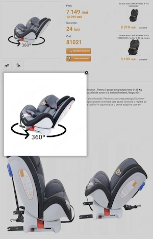 Scaun auto baieti fete - imagine 5