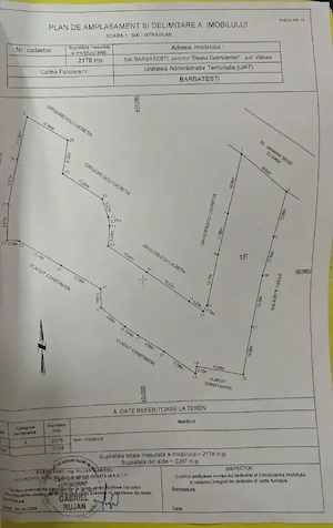 Vând teren Bărbătești - Vâlcea 6eur mp 2178mp