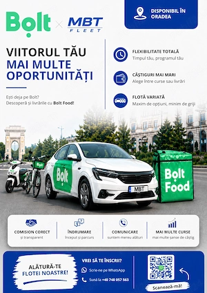 Căutăm livratori Bolt Food in Oradea