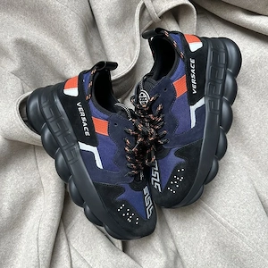 Pantofi Sport Versace Chain Reaction FCSB - Negru Albastru Rosu - 100% originali