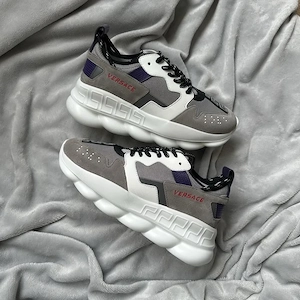 Pantofi Sport Versace Chain Reaction V3 Gri-mov-alb 100% originali - imagine 2