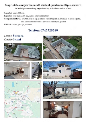 Casa de vanzare Suceava ideal AirBnB Triplex 356mp cu băi, bucătării, utilitati separate 5 parcari