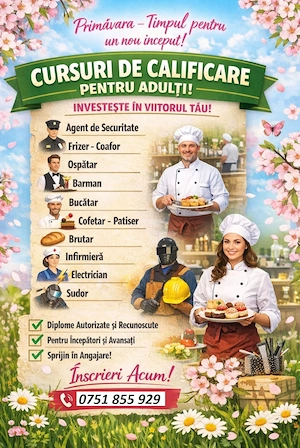 Cursuri de Calificare Profesioanala pentru Adulti - Acreditate