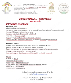 Montrepcom - angajează Responsabil Contracte