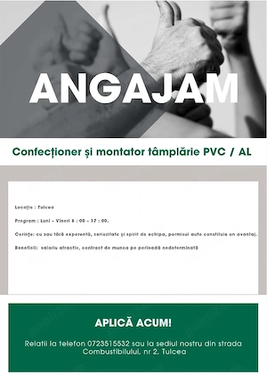 muncitor necalificat la ansamblarea montarea pieselor atelier tamplarie PVC 