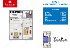 Apartament 2 Camere, 47 mp. centrala proprie, Militari - Pacii, Bloc Nou - imagine 15