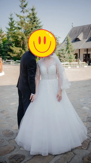 Rochie de mireasă cu mâneci  - imagine 3