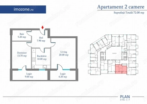 2 Camere, 72 mp, Spatios, Vedere Neobturata, Finalizat, Bloc Nou, Metrou - imagine 2