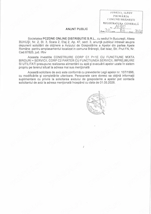 Anunt Public primaria Branesti