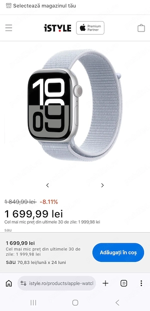 Apple watch 10 GPS 46 mm NOU Sigilat + 2 curele
