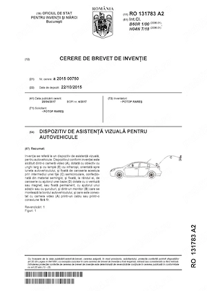 Inventie AlterVision + Prototip - dispozitiv asistenta vizuala auto
