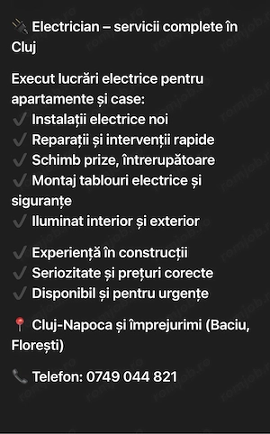 Elecrician ,execut reparatiii si circuite noi 