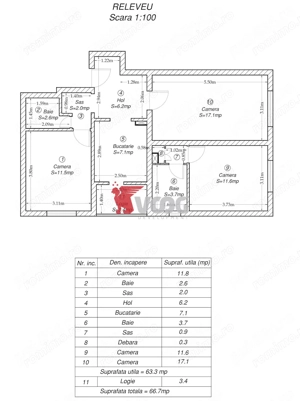 Apartament 3 camere decomandat 67 mp  Olimpia - imagine 9