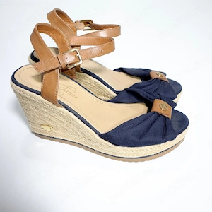  Sandale Tom Tailor cu Platformă - Stil Espadrile Navy & Tan - Mărimea 39