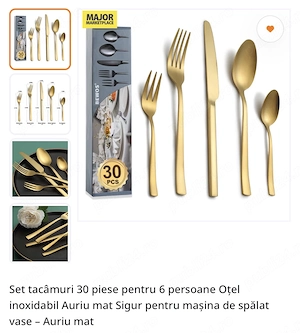 Vand set de tacamuri suflate cu aur mat
