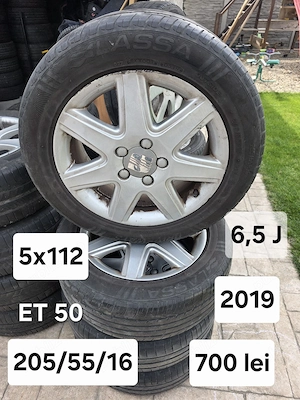 Set 4 jante aliaj 5x112 echipate cu anvelope vara 205/55/16