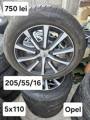 Set 4 jante aliaj 5x110 Opel echipate cu anvelope vara 205/55/16