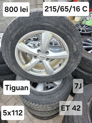Set 4 jante aliaj Tiguan 5x112 echipate cu anvelope 215/65/16 C