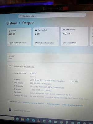 Vand Laptop Lenovo 12 GB RAM, 512 GB SSD, Windows 11+ licenta